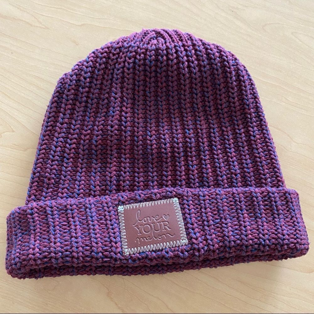 Love Your Melon-Burgundy Two Tone Mixed Knit Beanie